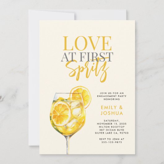 Limoncello Spritz Engagement Party Einladung (Vorderseite)