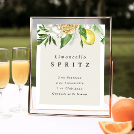 Limoncello Spritz Recipe Printable Cocktail Sign Poster