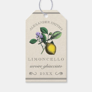 Limoncello Vintag Lemon Illustration  Flasche Geschenkanhänger