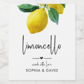 Limoncello-Wasserfarbe Lemones Floral Weinetikett (Einzelnes Label)