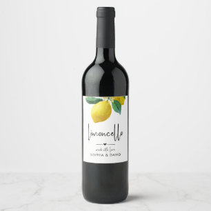 Limoncello-Wasserfarbe Lemones Floral Weinetikett
