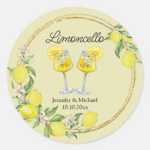 Limoncello-Wasserfarbe-Limonen-Cocktail-Hochzeit  Runder Aufkleber