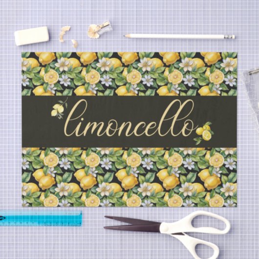 Limoncello, Wasserfarbe-Limonen mit Blumenmuster Seidenpapier (Handwerk)