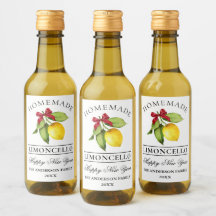 Limoncello Wasserfarbe Neujahr Mini Flasche Etiket