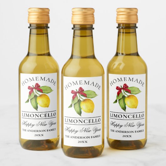 Limoncello Wasserfarbe Neujahr Mini Flasche Etiket Weinetikett (Flaschen)
