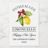 Limoncello Wasserfarbe Neujahr Mini Flasche Etiket Weinetikett (Einzelnes Label)