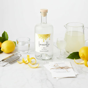 Limoncello Wasserfarbe Zitrone Selbstgemacht Alkoholflaschenetikett
