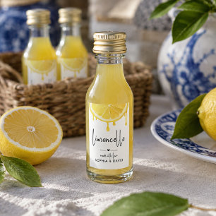 Limoncello Wasserfarbe Zitronen tropfend Selbstgem Weinetikett