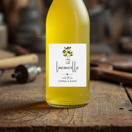 Limoncello-Wasserfarben-Topfzitronen-Baum Weinetikett