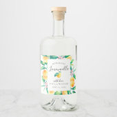 Limoncello Wasserfarben Zitronen Liquor Flasche Et Alkoholflaschenetikett (Vorderseite)