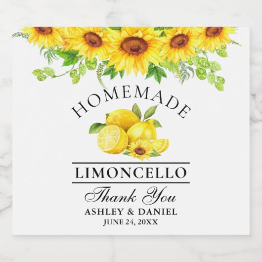 Limoncello Watercolor Alkoholflaschenetikett (Einzelnes Label)