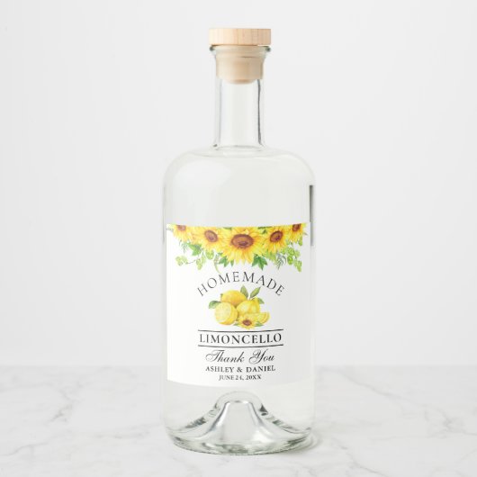 Limoncello Watercolor Alkoholflaschenetikett (Vorderseite)