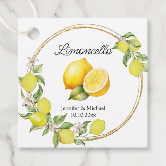 limoncello watercolor lemon wedding summer italy geschenkanhänger (Vorderseite)