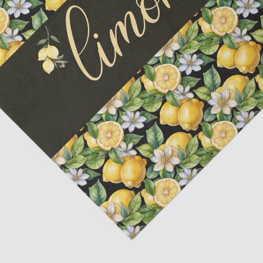 limoncello, watercolor lemons with flowers pattern seidenpapier (Ausschnitt)