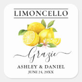Limoncello Wedding Grazie Quadratischer Aufkleber (Vorderseite)