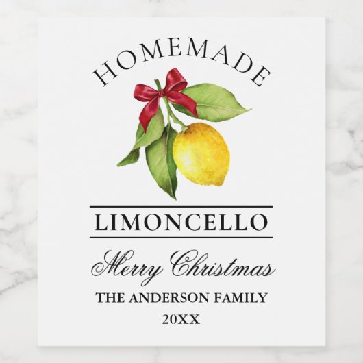 Limoncello Weihnachtsflasche Weinetikett (Einzelnes Label)