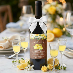 Limoncello Zitronen Florale Holzflaschenetiketten Weinetikett