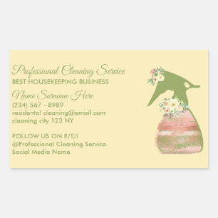 Limone Beige Grüne Maid Spray Blume Reinigung Rechteckiger Aufkleber