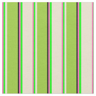 Limone, beige, grüne und schwarze Streifen Stoff