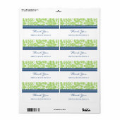 Limone Blue Damask Hochzeitsmarken (Vorne)