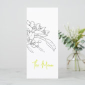 Limone Blütenskizze Mono Hochzeit Menükarte (Stehend Vorderseite)