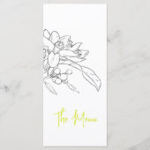Limone Blütenskizze Mono Hochzeit Menükarte (Vorderseite)
