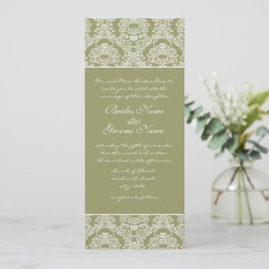 Limone Damaske-Wirbel Hochzeitsfeiern Einladung (Stehend Vorderseite)