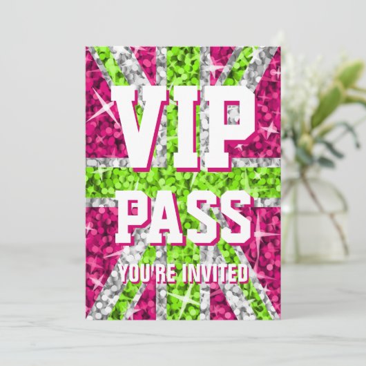 Limone Einladung von Glitz UK "VIP PASS" (Stehend Vorderseite)