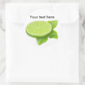 Limone Folie mit Minzblatt Runder Aufkleber (Tasche)
