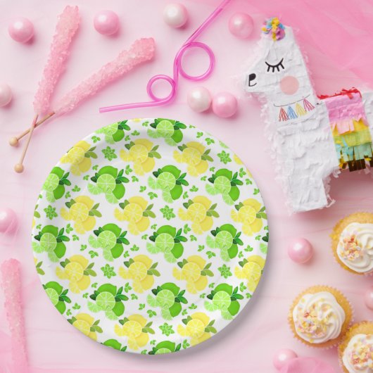 Limone Fuchsspur Pappteller (Party)