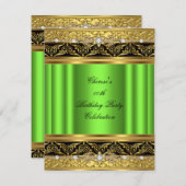 Limone Geburtstagsparty Elegante Gold Diamant Einladung (Vorne/Hinten)