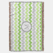 Limone graue Zickzack Muster-Monogrammthrow-Decke Decke (Vorderseite Vertikal)