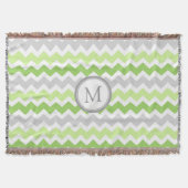 Limone graue Zickzack Muster-Monogrammthrow-Decke Decke (Vorderseite)
