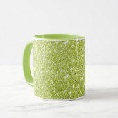 Limone grüne Glitzer-Glitzern Tasse (Vorderseite Links)