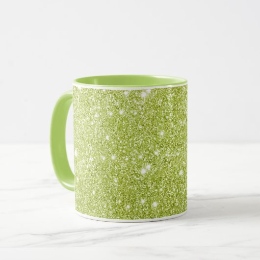 Limone grüne Glitzer-Glitzern Tasse (Vorderseite Links)