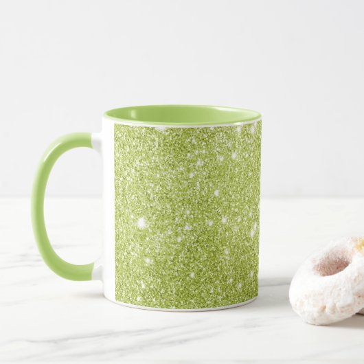 Limone grüne Glitzer-Glitzern Tasse (Mit Donut)
