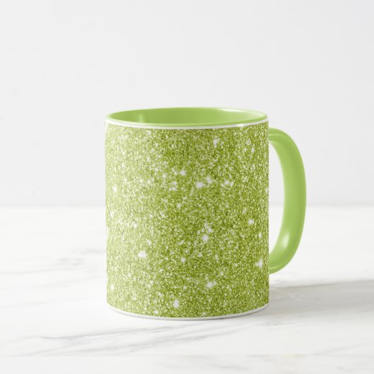 Limone grüne Glitzer-Glitzern Tasse (VorderseiteRechts)