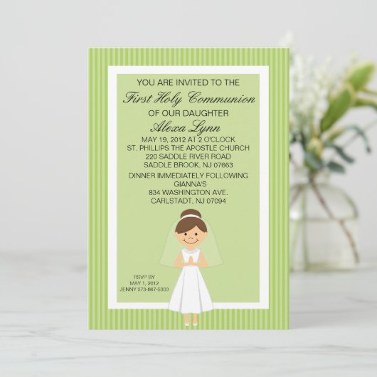 Limone grüne hübsche erste einladung (Stehend Vorderseite)