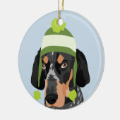 Limone grüne Hutcoonhound-Verzierung Keramikornament (Links)