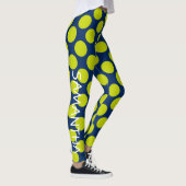 Limone grüne Polka-Punkte auf dem Marine-Blau Leggings (Rechts)