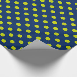 Limone grüne Polka-Punkte auf Marine-Blau Geschenkpapier