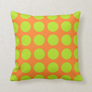Limone grüne Polka-Punkte orange Kissen
