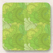 Limone grüne Retro Blumenpaisley-Federn Untersetzer (Vorderseite)