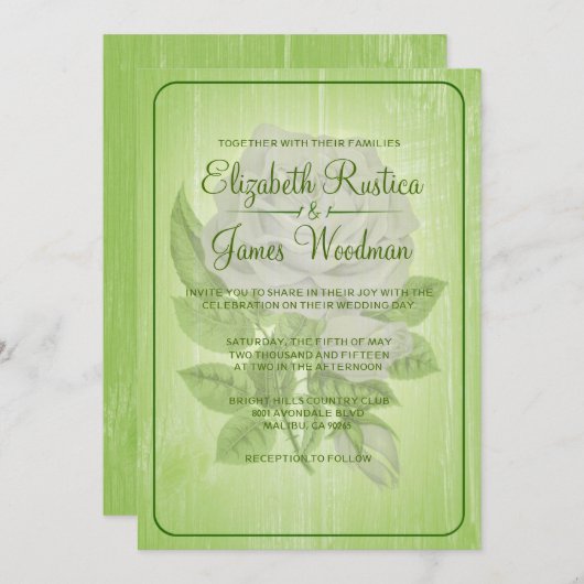 Limone grüne rustikale Blumenhochzeits-Einladungen Einladung (Vorne/Hinten)