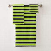 Limone grüne, Schwarzweiss-Streifen Badhandtuch Set (Insitu)