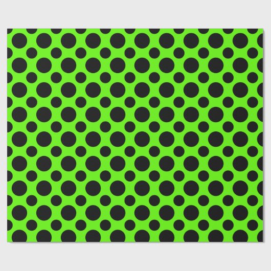LIMONE grüne u. schwarze Polka-Punkte Geschenkpapier (Flach)