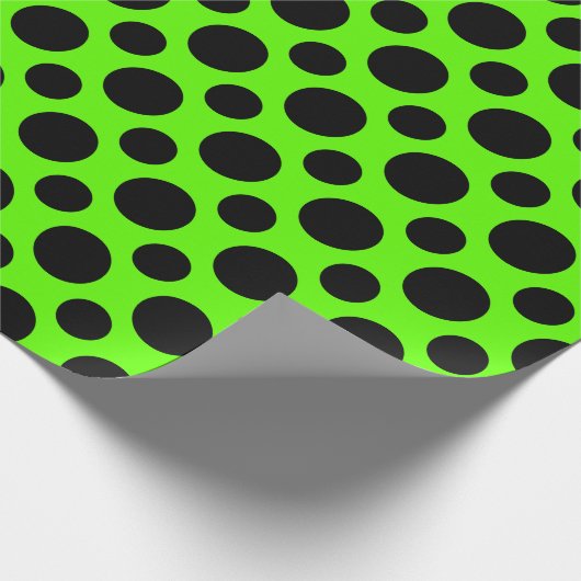 LIMONE grüne u. schwarze Polka-Punkte Geschenkpapier (Ecke)