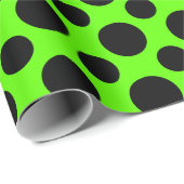 LIMONE grüne u. schwarze Polka-Punkte Geschenkpapier (Rolleneckpunkt)