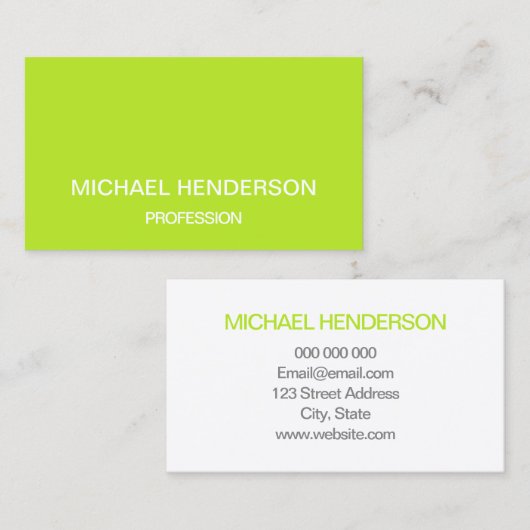 Limone grüne unbedeutende trendy Geschäftskarte Visitenkarte (Vorne/Hinten)