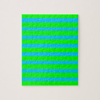 Limone grüne und aquamarine blaue Neonstreifen Puzzle